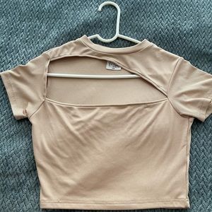 Beige cut out crop top